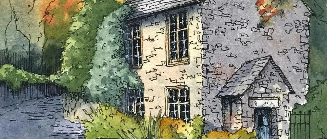 The pen watercolor landscape drawn by the photographer is super expressive! He beat the camera with his hand drawing